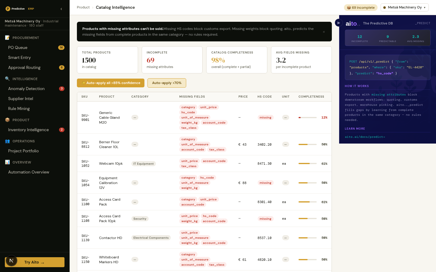 Multi-field Prediction screenshot